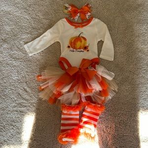 Pumpkin Fall Infant Girls 3 Month Outfit